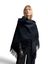 Zwarte wollen poncho met franjes  Aks