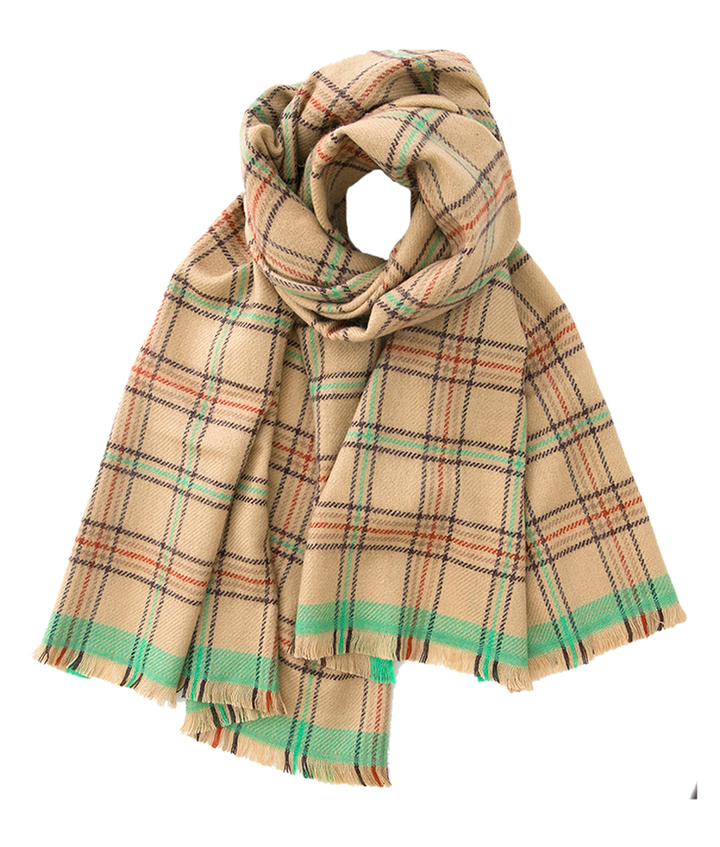 Camel kleurige sjaal in ruitmotief Scarf