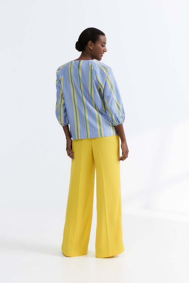 Gele wijde broek met bandplooi Her