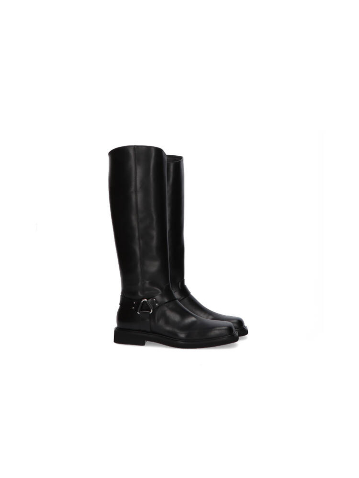 Zwarte lange lederen laarzen Marlon Rotta