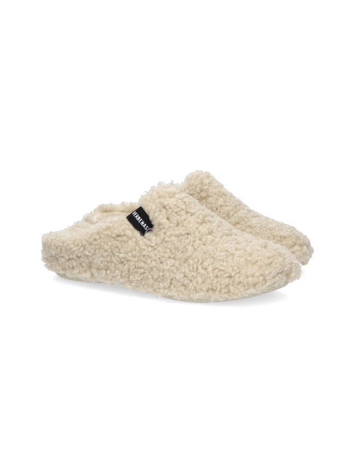 Beige pantoffels in teddy stof York Curly Verbanas 
