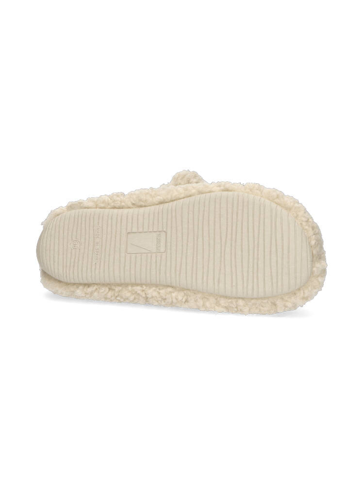 Beige pantoffels in teddy stof York Curly Verbanas 