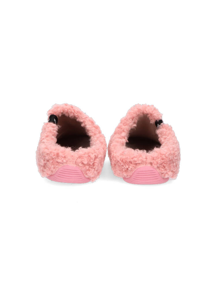 Roze pantoffels in teddy stof York Curly Verbanas