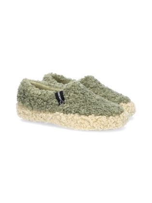 Verbenas Groene pantoffel in teddy stof Yecla Curly Verbanas