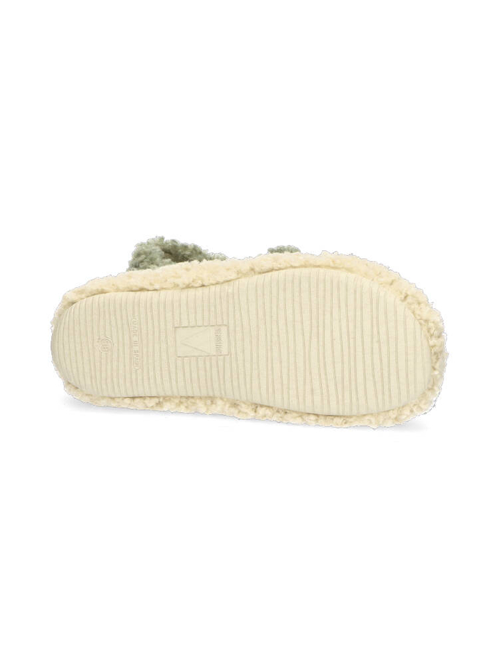 Groene pantoffel in teddy stof Yecla Curly Verbanas