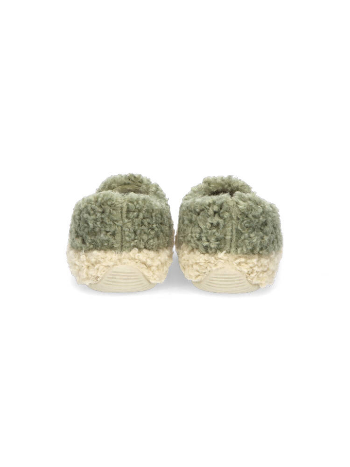 Groene pantoffel in teddy stof Yecla Curly Verbanas
