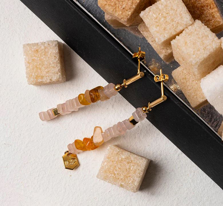 Kwarts oorbellen Hobo Murielle Perrotti 