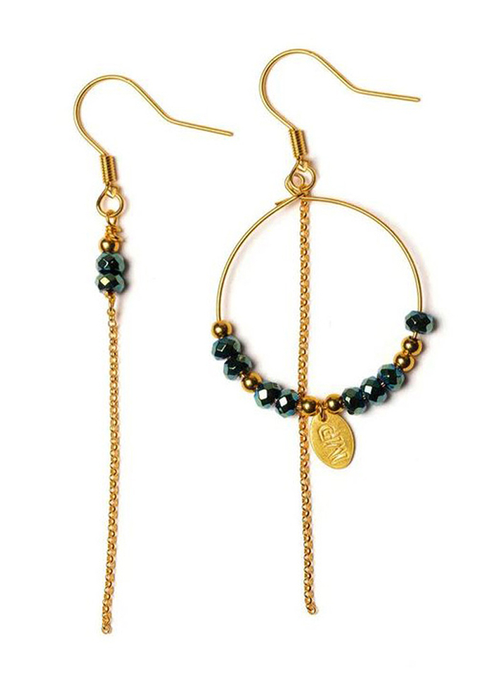 Asymmetrische oorbellen creool ketting en hematiet Mp Murielle Perrotti