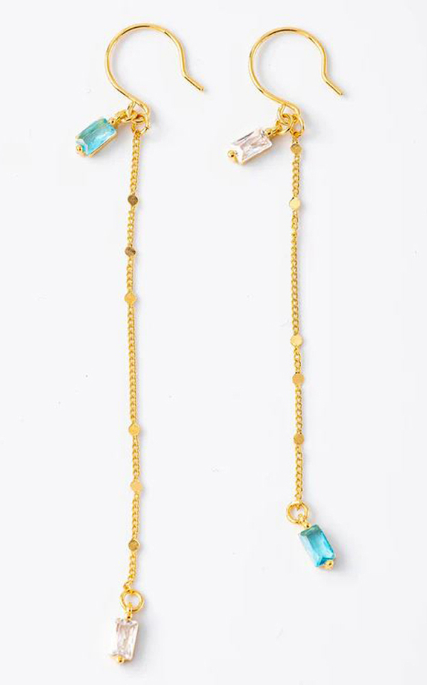 Asymmetrische ketting en edelsteenoorbellen Nala Murielle Perrotti