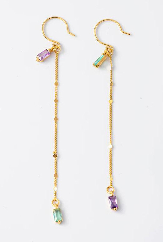 Asymmetrische ketting en edelsteenoorbellen Nala Murielle Perrotti