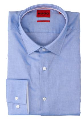 Hugo Lichtblauw katoenen hemd (slim fit) met lange mouwen Koey Boss