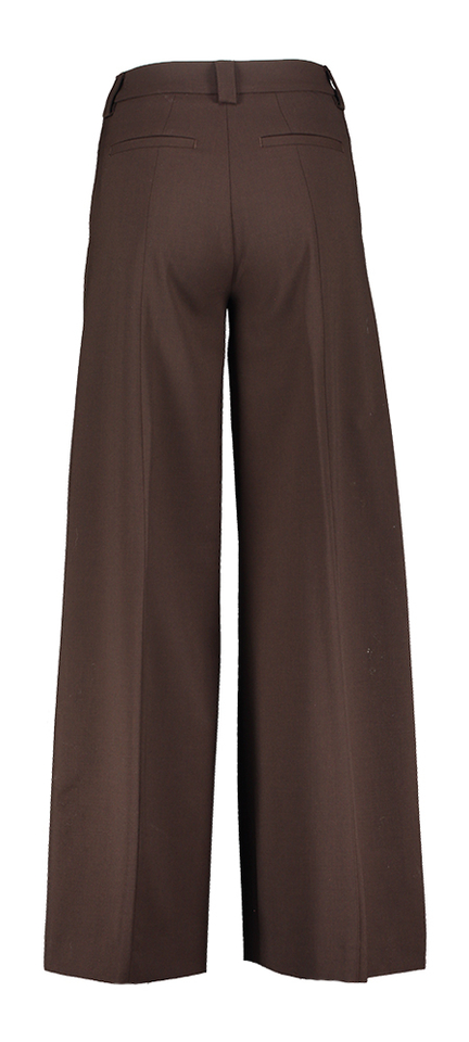 Bruine wijde broek met bandplooi The Latest
