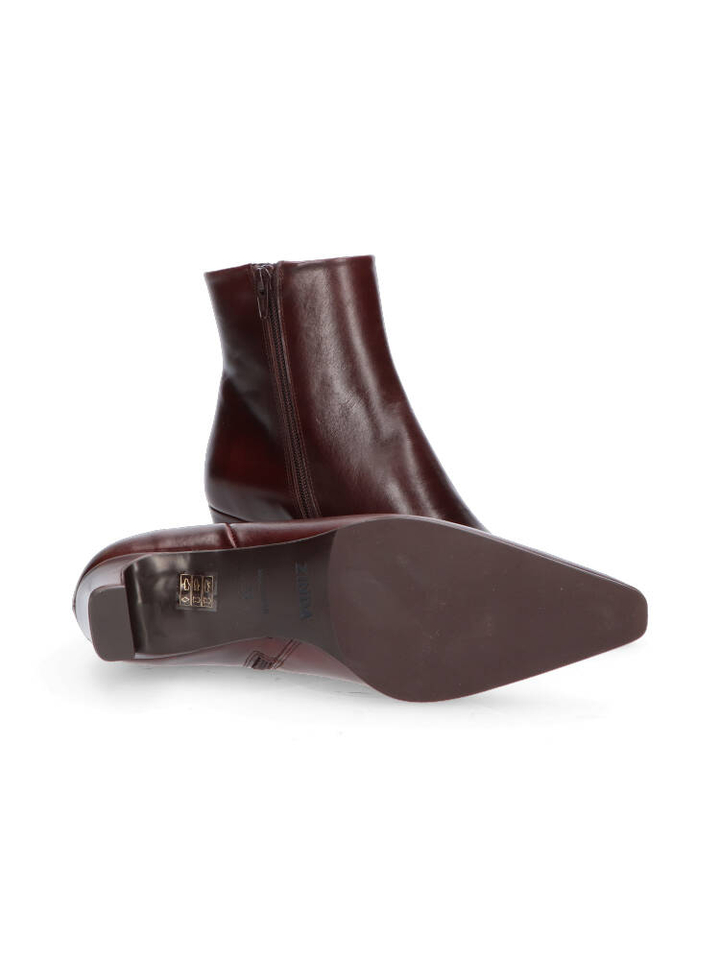 Bruine bottines met rits en trechterhak Zinda 