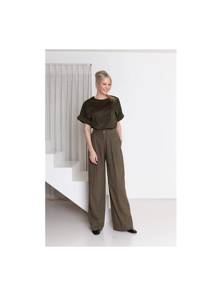 Kaki groene t-shirt in suede Annelies AC