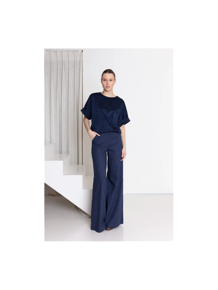 Blauwe t-shirt in suede Annelies AC