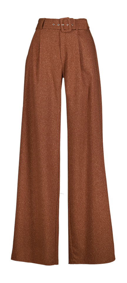 Roestkleurige wijde broek met bandplooi Diddy AC