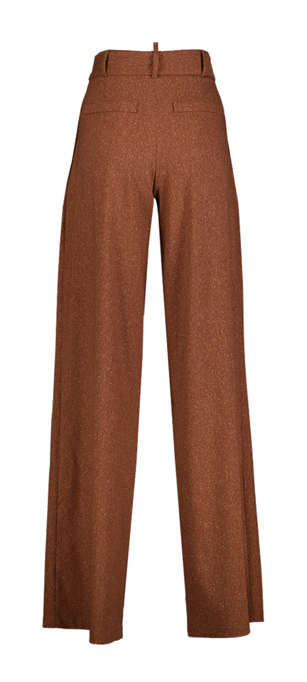 Roestkleurige wijde broek met bandplooi Diddy AC