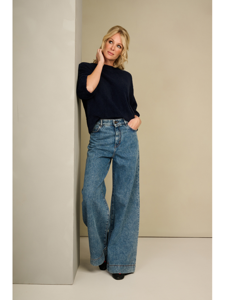 Blauwe pull met korte mouwen Lisa AC 