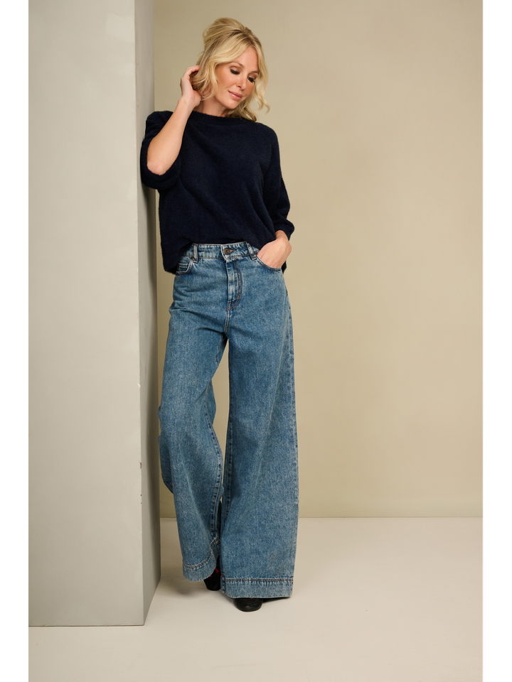 Blauwe pull met korte mouwen Lisa AC 