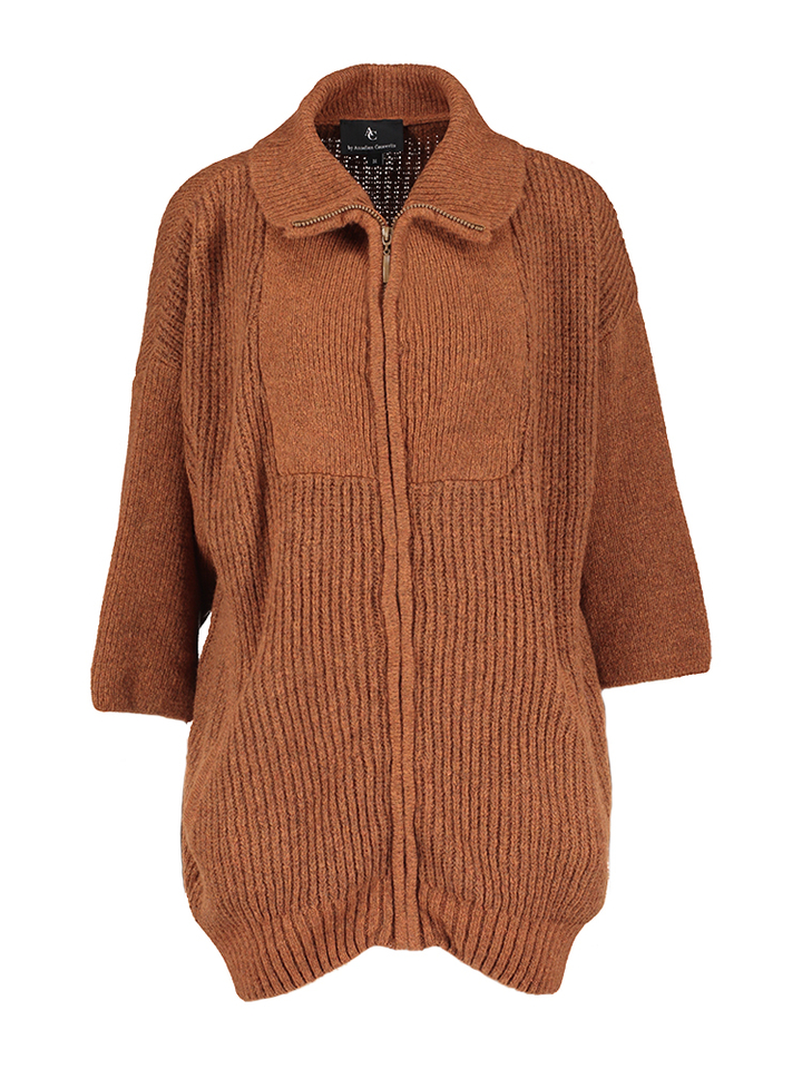 Camelkleurige gilet met rits Olivia AC 