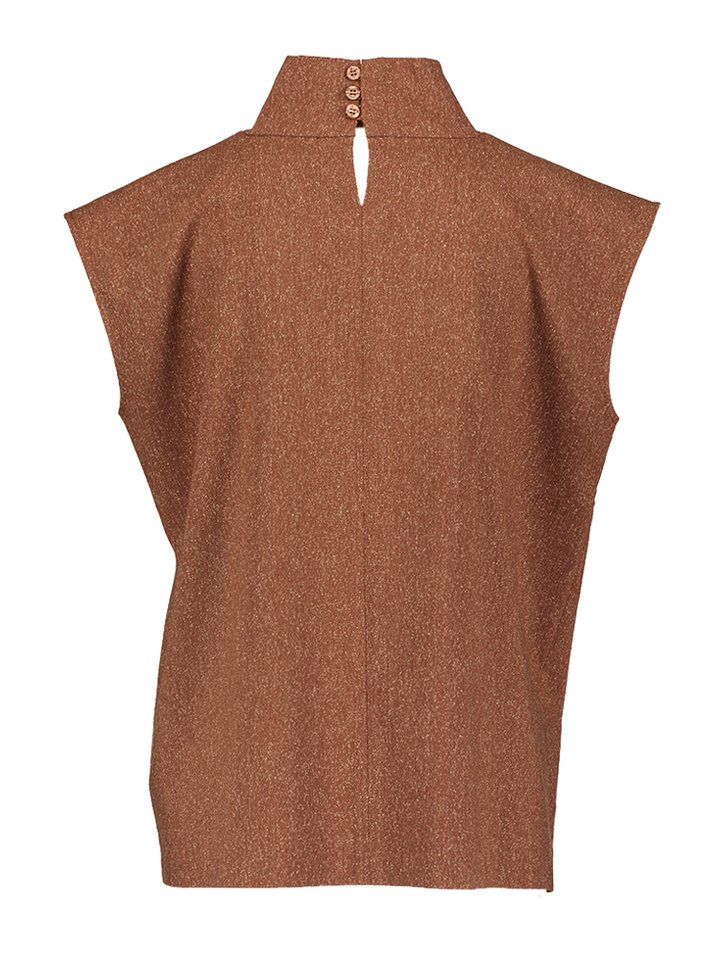 Roestkleurige gespikkelde top met opstaande kraag Oscar AC