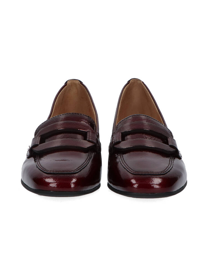 Bordeaux mocassins met blokhak in lakleder Gabor