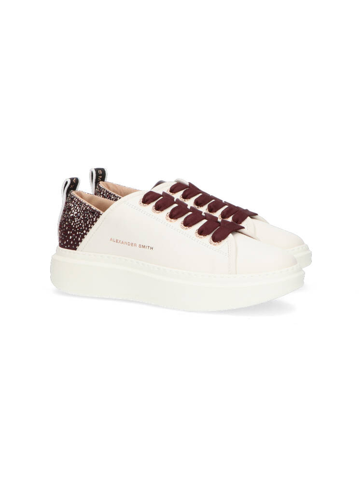Witte sneakers met bordeaux accent Alexander Smith