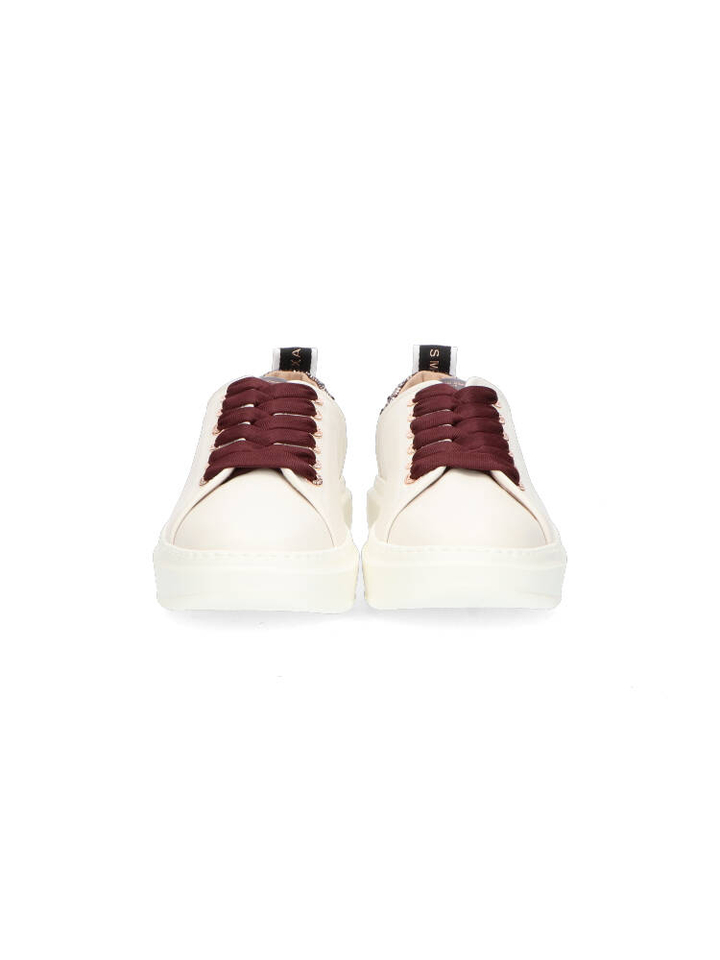 Witte sneakers met bordeaux accent Alexander Smith