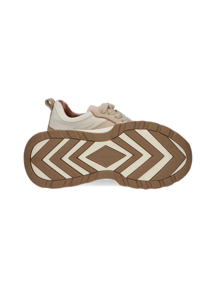 Ecru lage sneakers met taupe kleurige details Alexander Smith
