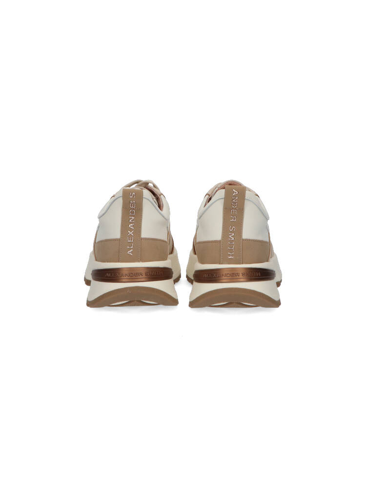 Ecru lage sneakers met taupe kleurige details Alexander Smith