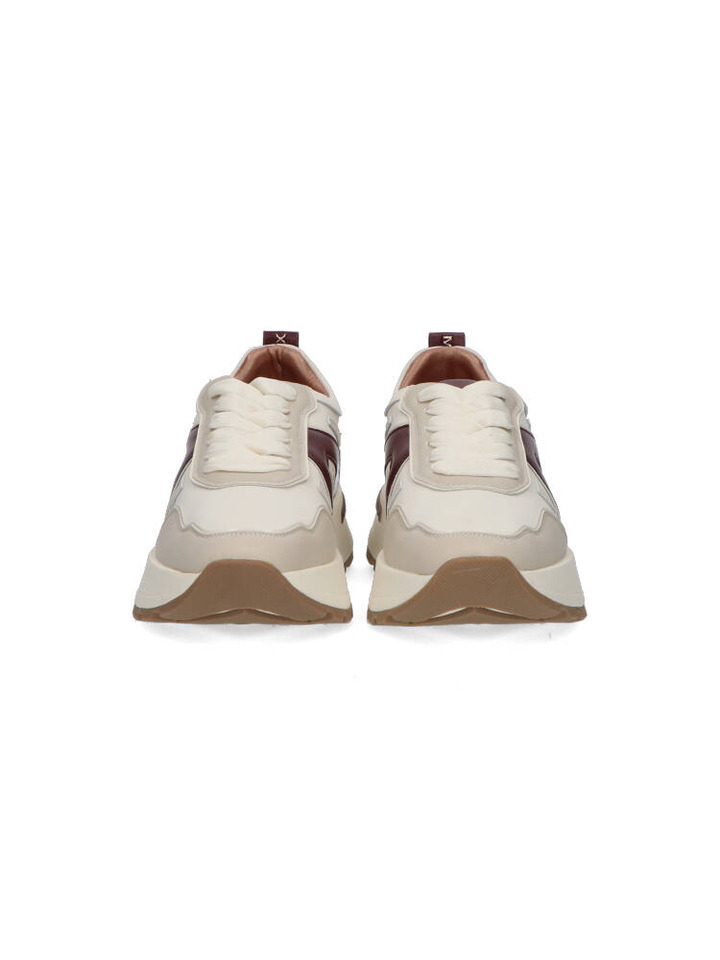 Ecru lage sneakers met bordeaux detail Alexander Smith