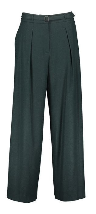 Donkergroene wijde broek met bandplooi Niu