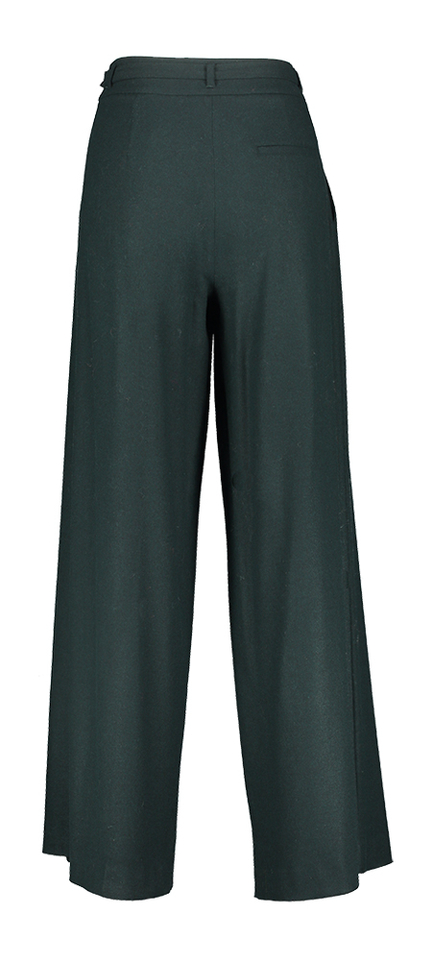 Donkergroene wijde broek met bandplooi Niu 