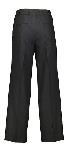Zwarte linnen wijde broek met bandplooi  Selected 