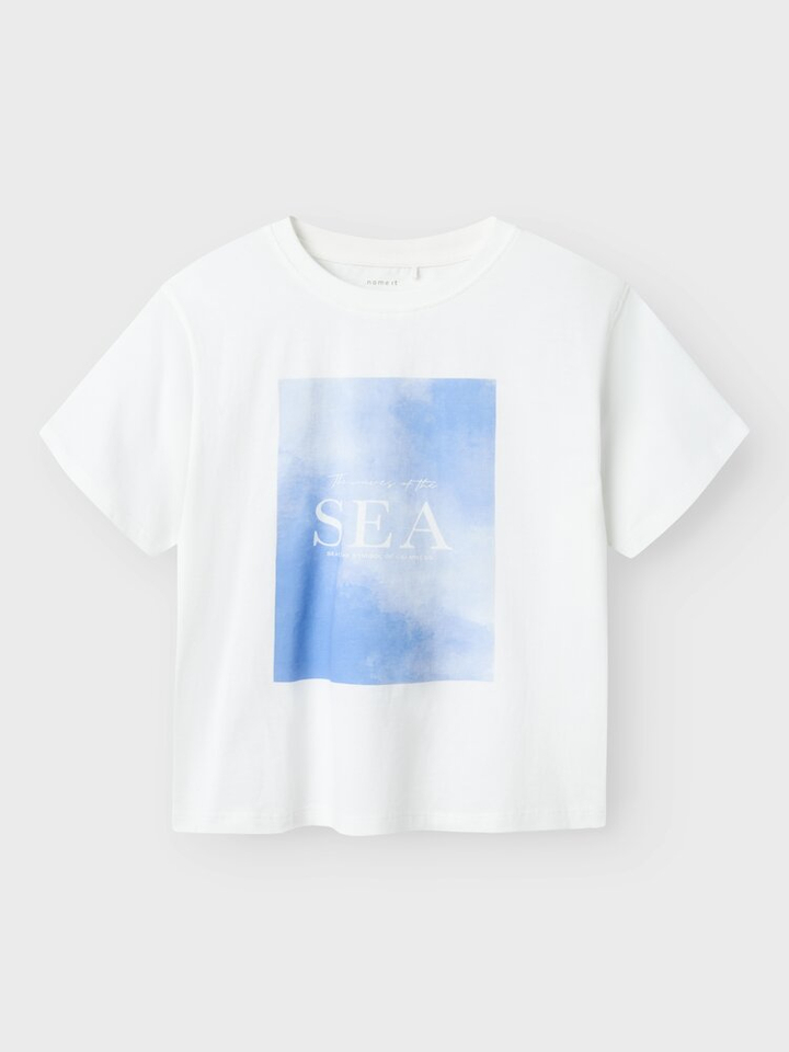 Witte katoenen t-shirt met ronde hals en korte mouwen Name It