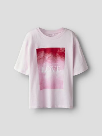 Lichtroze katoenen t-shirt met ronde hals en korte mouwen Name It