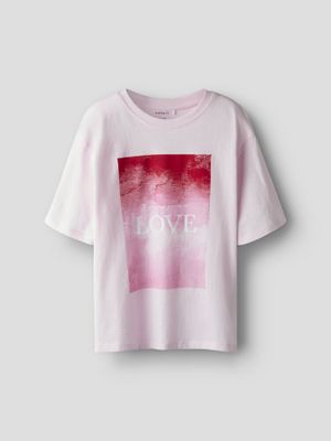 Lichtroze katoenen t-shirt met ronde hals en korte mouwen Name It