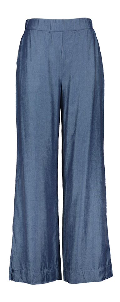 Blauwe soepelvallende broek in jeanslook lmet elastiek Bea Peppercorn 