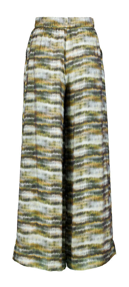Groene multicolor wijdvallende broek Irmelin Peppercorn