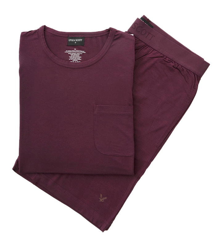 Bordeaux pyjama met korte mouwen Lyle&Scott