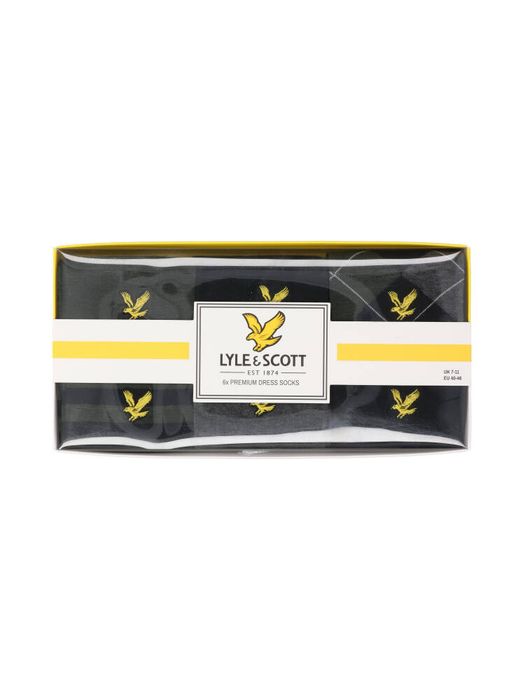 6-pack donkergroen en blauwe kousen Lyle & Scott