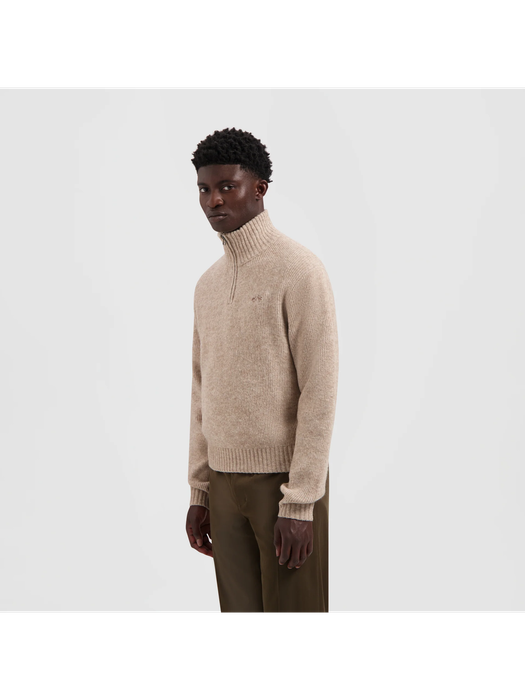 Beige gebreide trui met opstaande kraag Olaf