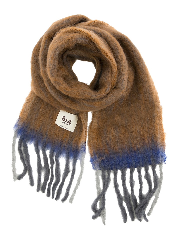 Bruine sjaal met blauwe accenten Twist 814 Ezcaray 