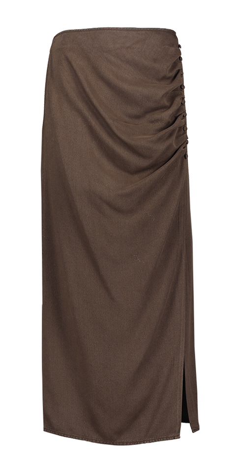 Donkerbruine rok met detail Costanza March