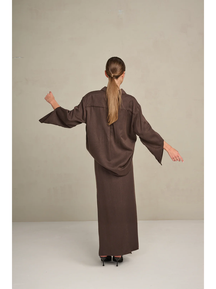 Donkerbruine rok met detail Costanza March