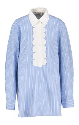 Stella Nova Wit en blauw gestreepte lange bloes