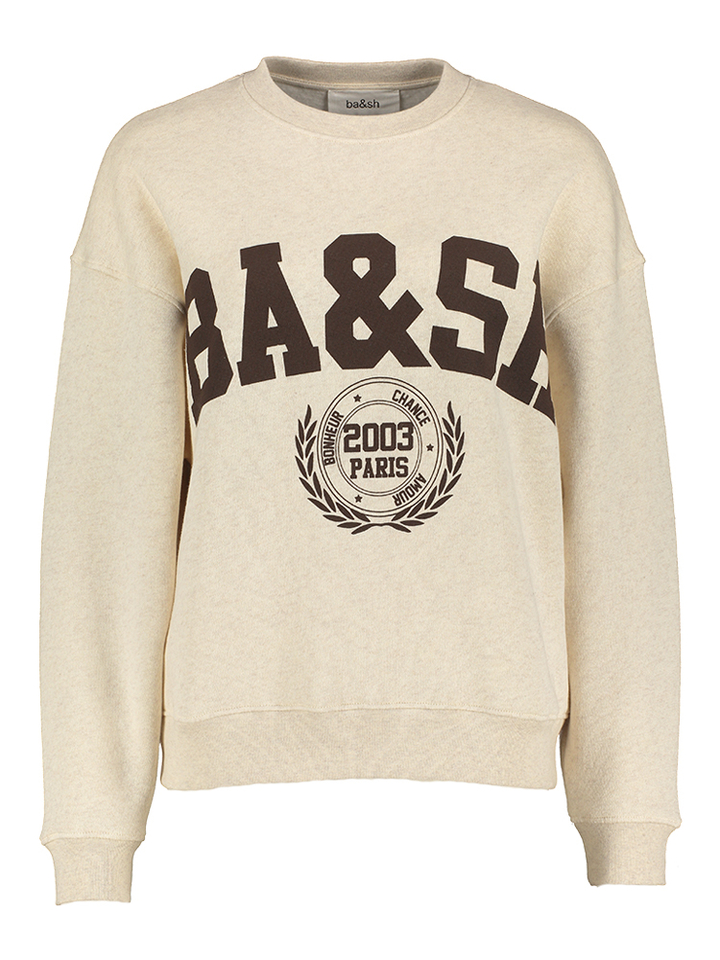 Beige katoenen sweater met donkerbruine opdruk Fenja BA&SH