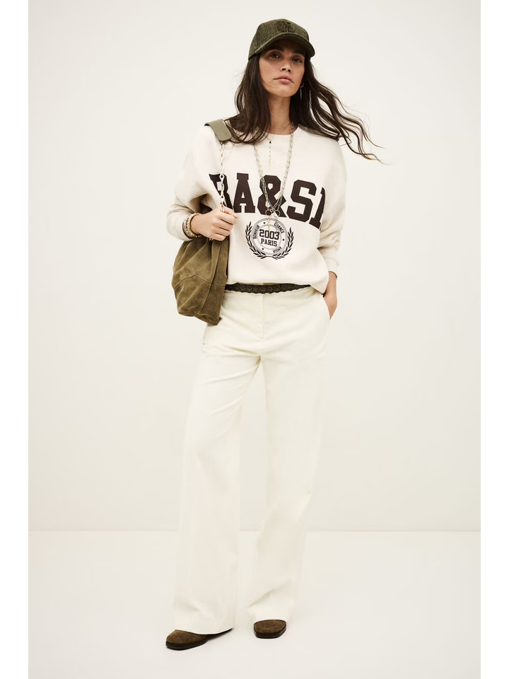 Beige katoenen sweater met donkerbruine opdruk Fenja BA&SH