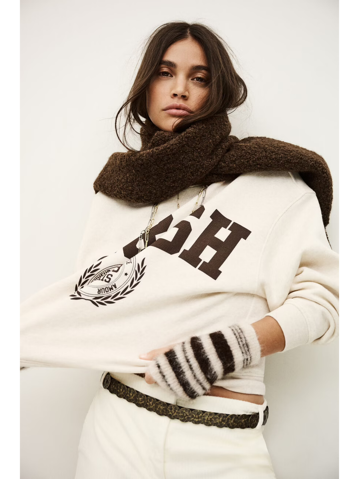 Beige katoenen sweater met donkerbruine opdruk Fenja BA&SH