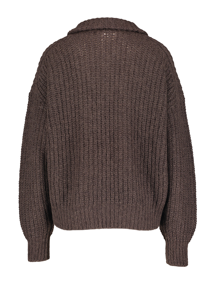 Donkerbruine wollen trui met korte ritssluiting Beltane BA&SH